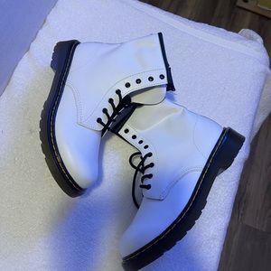Womens Dr. Martens 1460 8-Eye Patent Boot - White
